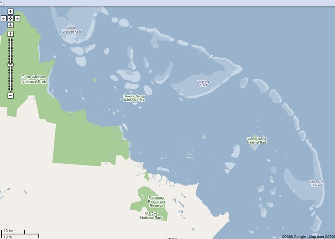 Lizard Island and the Great Barrier Reef © Google Earth